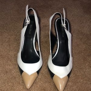 WHBM multi color heel, 3 inch heel and normal use. Good condition.